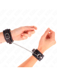 KINK - KLEINE HANDGELENKSFESSELN SCHWARZ MIT ROTEM FUTTER VERSTELLBAR 