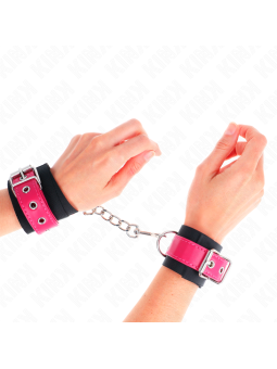 KINK - PUNHOS DE NYLON PRETO COM CINTO DE COURO RASPBERRY ROSE AJUSTÁV