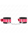 KINK - NYLON WRIST RESTRAINTS BLACK WITH LEATHERETTE BELT RASPBERRY RO