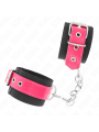 KINK - NYLON WRIST RESTRAINTS BLACK WITH LEATHERETTE BELT RASPBERRY RO