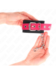 KINK - PUNHOS DE NYLON PRETO COM CINTO DE COURO RASPBERRY ROSE AJUSTÁV