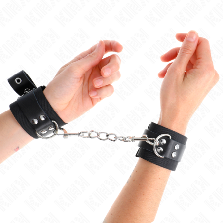 KINK - APPUI-POIGNETS EN NYLON NOIR AVEC CEINTURE EN CUIR NOIR AJUSTAB