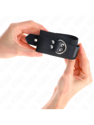 KINK - NYLON WRIST RESTRAINTS BLACK WITH LEATHER BELT BLACK ADJUSTABLE