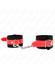 KINK - APPUI-POIGNETS EN NYLON NOIR AVEC CUIR ROUGE AJUSTABLE 19-24 CM