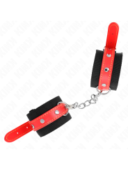 KINK - APPUI-POIGNETS EN NYLON NOIR AVEC CUIR ROUGE AJUSTABLE 19-24 CM