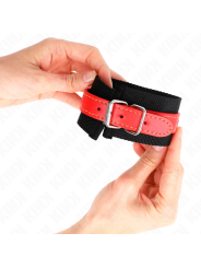 KINK - MUÑEQUERAS DE NYLON NEGRO CON CORREA POLIPIEL ROJO AJUSTABLE 19