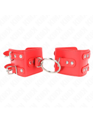 KINK - FIXED WRIST RESTRAINTS WITH RING AND STUDS ADJUSTABLE RED 17-22