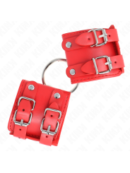 KINK - FIXED WRIST RESTRAINTS WITH RING AND STUDS ADJUSTABLE RED 17-22