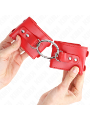 KINK - MUÑEQUERAS FIJAS CON ANILLA Y TACHUELAS ROJO AJUSTABLE 17-22 CM