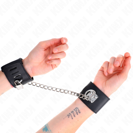 KINK - FIXED WRIST RESTRAINTS WITH CHAIN 30 CM AND PADLOCK CLOSURE BLA