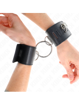KINK - FIXED WRIST RESTRAINTS WITH RING AND PADLOCK CLOSURE BLACK ADJU