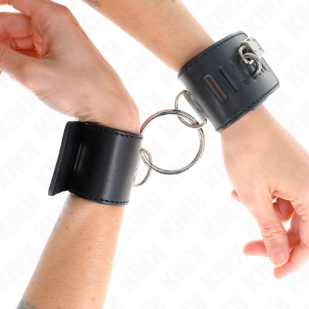 KINK - POLSO FISSO CON CHIUSURA AD ANELLO E LUCCHETTO NERO REGOLABILE 