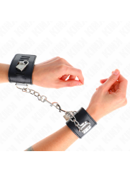 KINK - VERSTELBARE ZWARTE HANGSLOT POLSBANDJES 16-23 CM X 5,5 CM