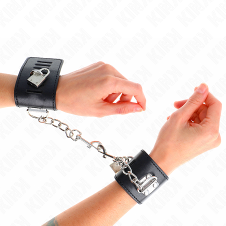KINK - WRIST RESTRAINTS WITH PADLOCK CLOSURE BLACK ADJUSTABLE 16-23 CM