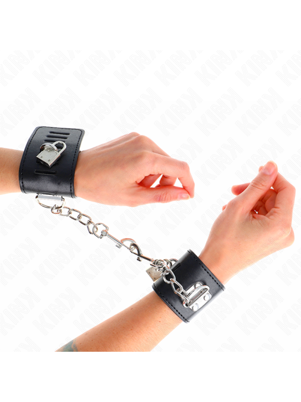 KINK - MUÑEQUERAS CON CIERRE CANDADO NEGRO AJUSTABLE 16-23 CM X 5.5 CM