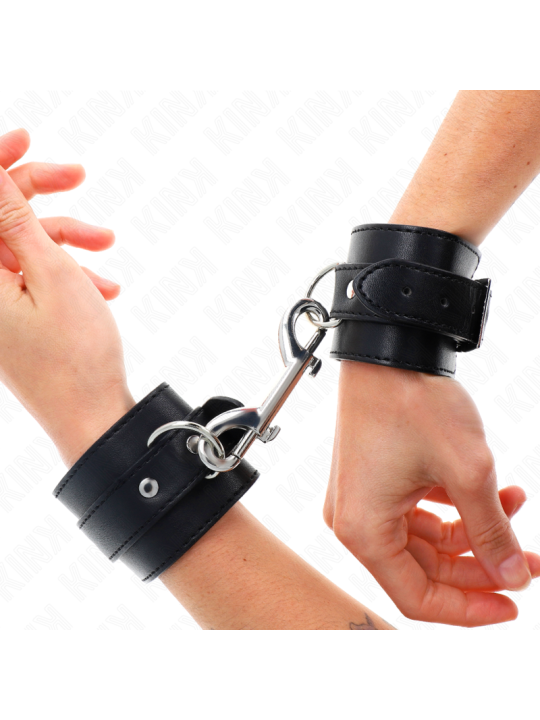 KINK - WRIST RESTRAINTS-SINGLE RIVET ROW AND BIG BUCKLE BLACK ADJUSTAB