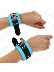 KINK - PREMIUM ABSCHLIEßBARE HANDGELENKFESSELN SCHWARZ/BLAU VERSTELLBA