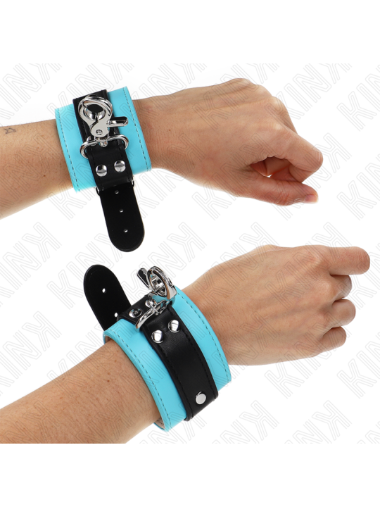 KINK - PREMIUM ABSCHLIEßBARE HANDGELENKFESSELN SCHWARZ/BLAU VERSTELLBA