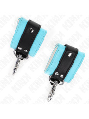 KINK - PREMIUM ABSCHLIEßBARE HANDGELENKFESSELN SCHWARZ/BLAU VERSTELLBA