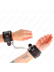 KINK - BLACK WRIST RESTRAINTS WITH RED HEART INLAY ADJUSTABLE 21-28 CM