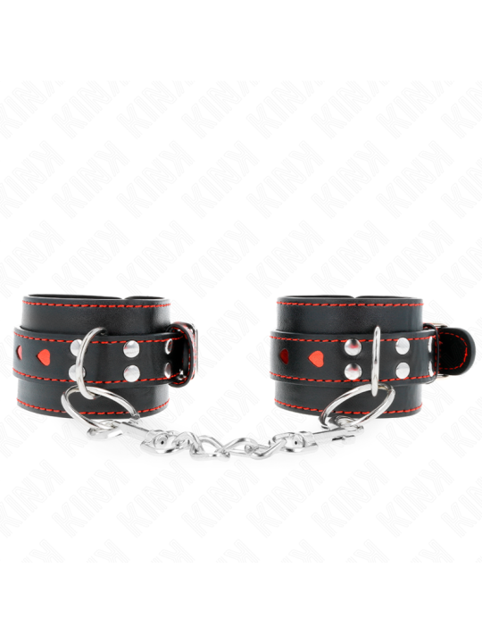 KINK - POLSO NERO CON INTARSIO CUORE ROSSO REGOLABILE 21-28 CM X 5,5 C