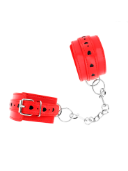 KINK - RED WRIST RESTRAINTS WITH BLACK HEART INLAY ADJUSTABLE 21-28 CM