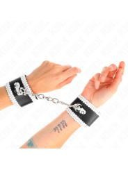 KINK - SCHWARZE HANDGELENKFESSELN MIT WEISSER DEKORIERTER SPITZE, VERS