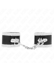 KINK - SCHWARZE HANDGELENKFESSELN MIT WEISSER DEKORIERTER SPITZE, VERS