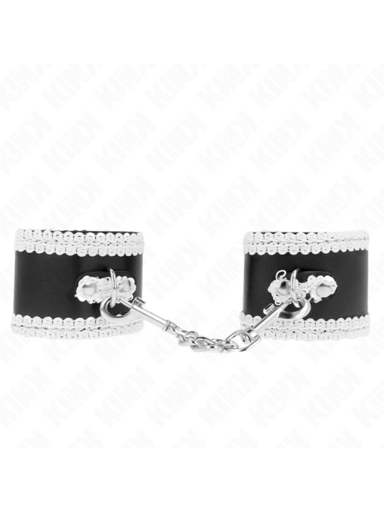 KINK - APPUI-POIGNETS NOIR AVEC DENTELLE DÉCORÉE BLANCHE RÉGLABLE 20-2
