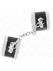 KINK - POLSO NERO CON PIZZO DECORATO BIANCO REGOLABILE 20-23 CM X 5,5 