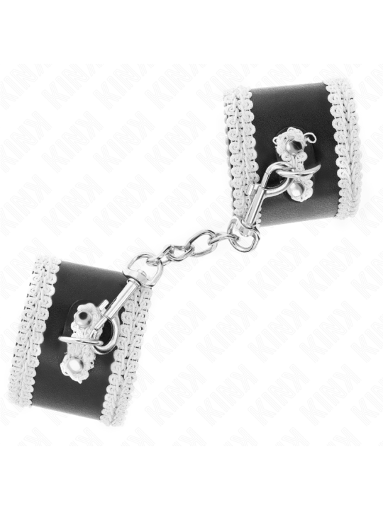 KINK - APPUI-POIGNETS NOIR AVEC DENTELLE DÉCORÉE BLANCHE RÉGLABLE 20-2