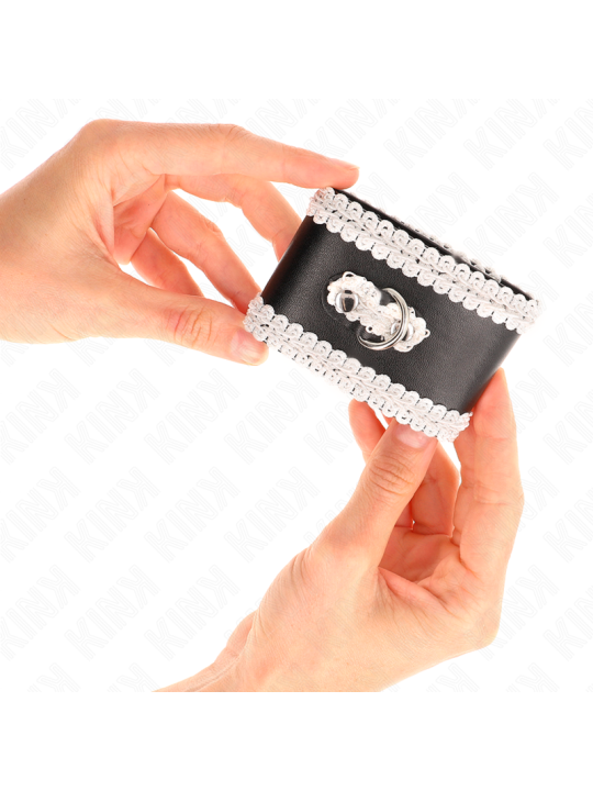 KINK - APPUI-POIGNETS NOIR AVEC DENTELLE DÉCORÉE BLANCHE RÉGLABLE 20-2