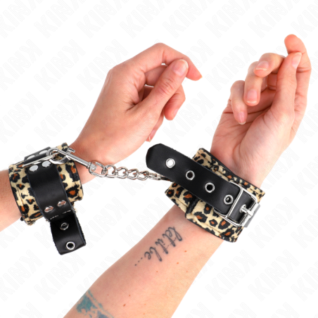 KINK - LEOPARD REAL LEATHER WRIST RESTRAINT ADJUSTABLE 18-29 CM X 5.5 