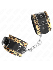 KINK - RETENUE-POIGNET EN CUIR VRAI LÉOPARD RÉGLABLE 18-29 CM X 5,5 CM