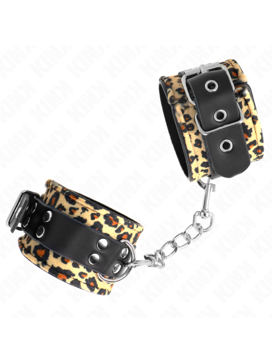 KINK - LEOPARD REAL LEATHER WRIST RESTRAINT ADJUSTABLE 18-29 CM X 5.5 