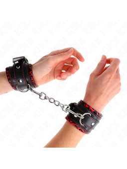KINK - FUR LINED WRIST RESTRAINTS RED / BLACK ADJUSTABLE 17-29 CM X 6 