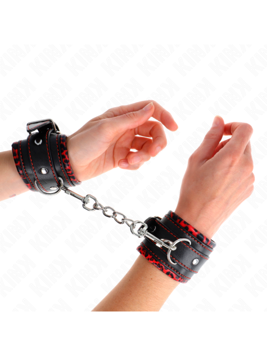 KINK - PULSO FORRO DE PELE VERMELHO / PRETO AJUSTÁVEL 17-29 CM X 6 CM