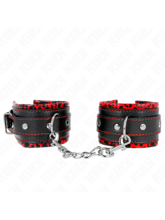 KINK - PELZGEFÜTTERTE HANDGELENKFESSELN ROT/SCHWARZ VERSTELLBAR 17-29 