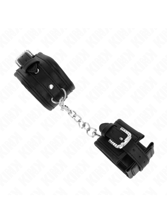 KINK - RHINESTONE BUCKLE WRIST RESTRAINTS BLACK ADJUSTABLE 25-32 CM X 