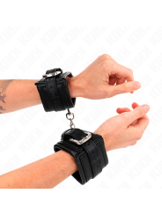 KINK - RHINESTONE BUCKLE WRIST RESTRAINTS BLACK ADJUSTABLE 25-32 CM X 