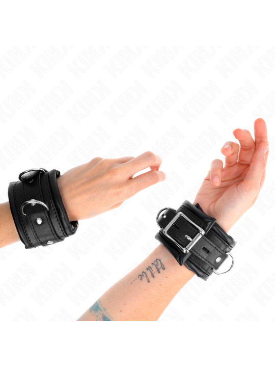 KINK - HEAVY WRIST RESTRAINTS WITH BLACK FUR LINED ADJUSTABLE 20-30 CM