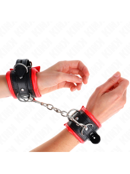 KINK - HEAVY WRIST RESTRAINTS WITH RED FUR LINED ADJUSTABLE 20-30 CM X