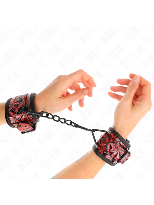 KINK - DIAMOND PATTERN WRIST RESTRAINTS DARK RED ADJUSTABLE 17-26 CM X