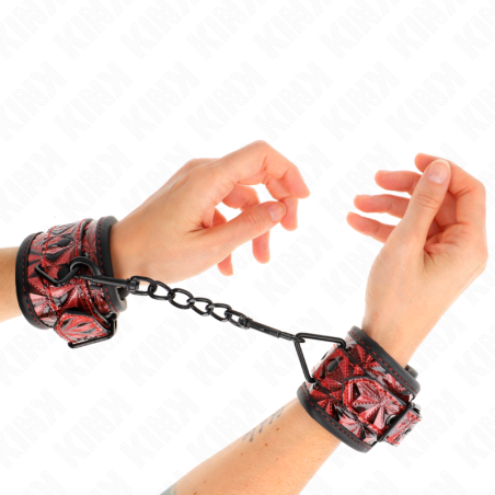 KINK - DIAMOND PATTERN WRIST RESTRAINTS DARK RED ADJUSTABLE 17-26 CM X