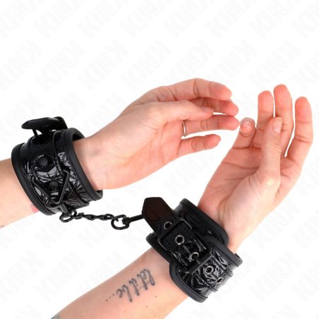 KINK - HANDGELENKFESSELN MIT RAUTENMUSTER, SCHWARZ, VERSTELLBAR, 17-26