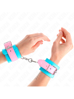 KINK - MIGNONS ATTENTES-POIGNETS BLEU/ROSE AJUSTABLES 16-28 CM X 5 CM