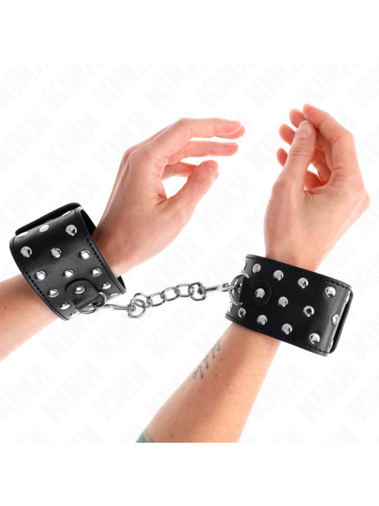 KINK - VERSTELBARE PUNKSTIJL POLSBANDJES 19-24 CM X 5,5 CM