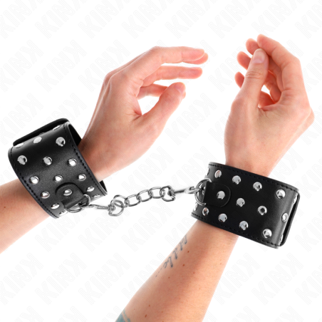 KINK - VERSTELBARE PUNKSTIJL POLSBANDJES 19-24 CM X 5,5 CM