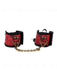 KINK - SCANDAL WRIST RESTRAINTS RED-BLACK LACE DETAILS 24.5 CM X 6.5 C