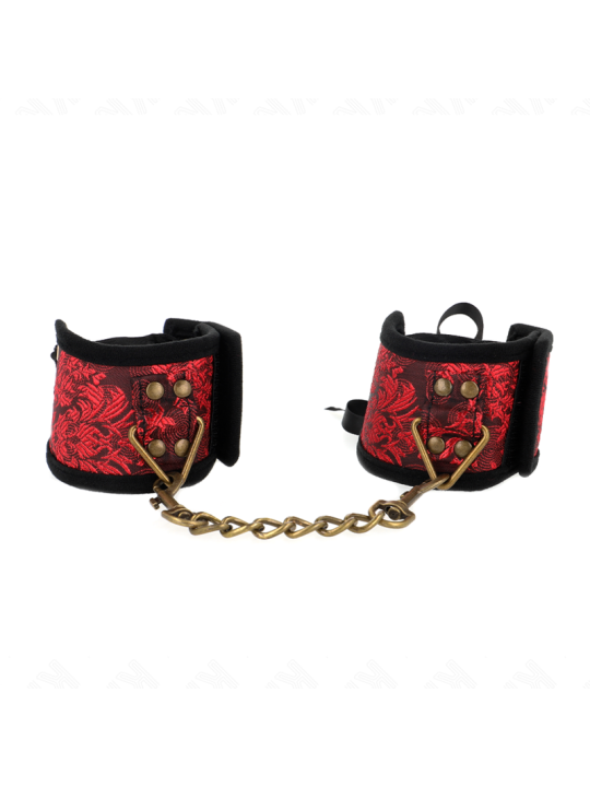 KINK - ROOD-ZWARTE SCANDAL DESIGN POLSBANDJES MET STRIKDETAIL 24,5 CM 